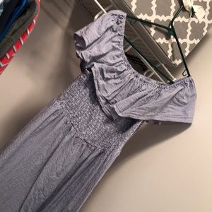 Off shoulder seersucker dress